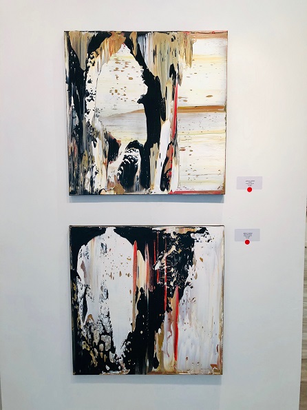 A pair of paintings by James C. Leonard installed at The White Room Gallery. Photo courtesy of The White Room Gallery.
