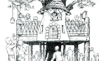 Tree house illustration by David Stiles, presented to East Hampton's Chamber of Commerce. Courtesy of David and Jeanie Stiles.