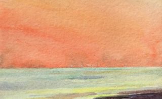 "Tangerine Skies" by Phyllis Chillingworth. Watercolor, 12 x 12 inches. Courtesy of the artist.