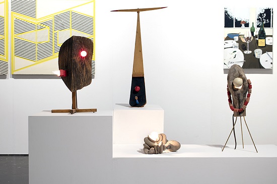 A collection of Colby Bird's artwork displayed in Halsey McKay Gallery's booth 6.05 at NADA Miami, 2018. Courtesy of Halsey McKay Gallery. 