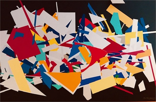 "Hard Edge No. 1" by Harry Bertschmann, 2000s. Acrylic on canvas, 62 x 96 inches. Courtesy of Quogue Gallery. 
