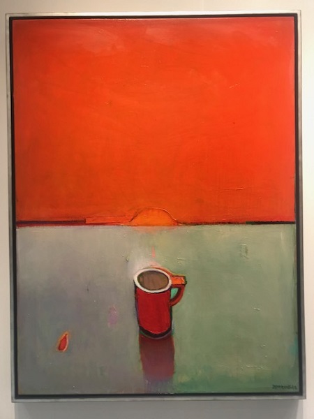 "An Italian Sunset Mug" by Raimonds Staprans, 2018. Oil on canvas, 48 x 36 inches. Exhibited with Hackett Mill at The Armory Show 2019. Photo by Franklin Perrell.