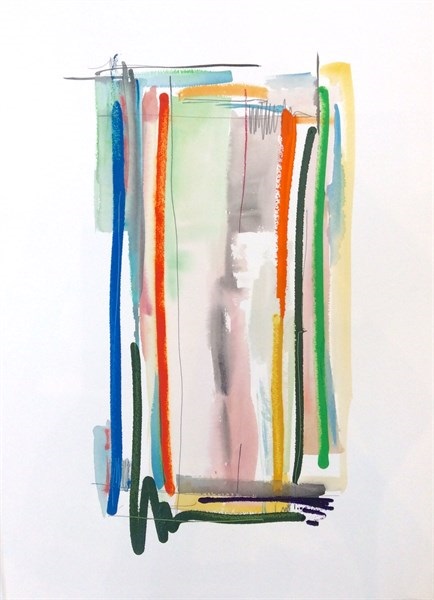 "Color Streak" by Melinda Zox. Mixed media on paper, 30 x 22.5 inches. Courtesy Quogue Gallery.