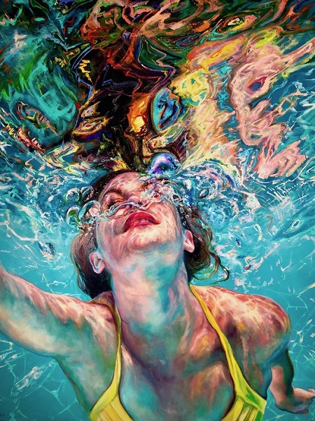 "In the Moment" by Jennifer Hannaford. Oil on linen, 60 x 48 inches. Courtesy William Ris Gallery.