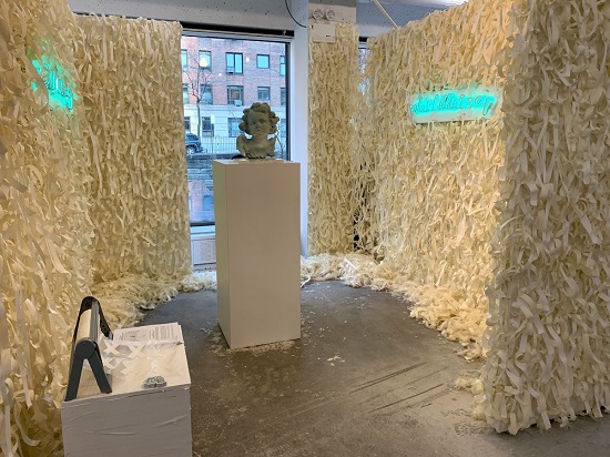 "Tape Shut" Installation by Rachel Lee Hovnanian, 2019. Curated by Jenny Mushkin Goldman and Jessica Davidson for Spring/Break Art Show 2019. Photo by Joanna Gmuender.