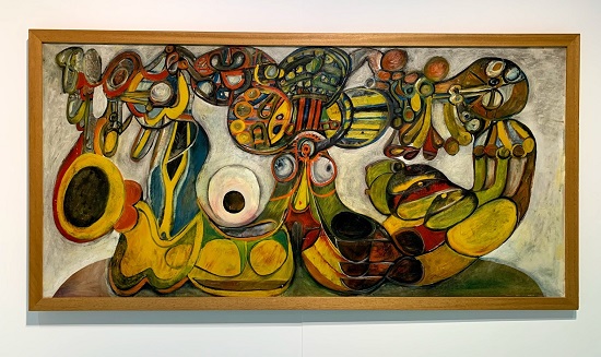 "Untitled (Under the Sea)" by Avinash Chandra, 1963. Oil on canvas, 35 x 72 inches. Exhibited with DAG at The Armory Show. Photo by Joanna Gmuender.