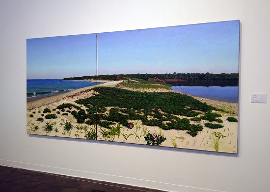 "Oyster Pond" by Frank Lind, 2019. Oil on canvas diptych, 60 x 122 inches. Photo: Peter Malone. 