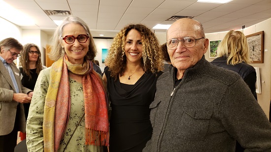 Art show curators Amy Worth and Hector DeCordova with OLA Director Minerva Perez, center, at the Opening Reception of "ROOTS" at the Southampton Cultural Center. Photo: Pat Rogers.