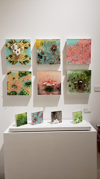 Paintings by Darlene Charneco on view at Southampton Arts Center's "TAKEOVER!" exhibition. Photo by Pat Rogers.