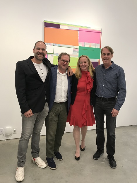 Paul Efstathiou, Hollis Taggart, Eleanor Flatow and Gary Petersen at the opening reception of "Highlight: The High Line" at Hollis Taggart. Courtesy of Paul Efstathiou. 