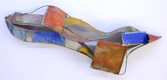 "Fitloose" by Nathan Slate Joseph, 2010. Pure pigments and steel, 58 x 13 x 8 inches. Courtesy Keyes Gallery.