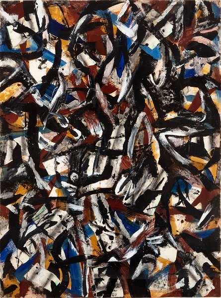 "Untitled" by Joseph Glasco, 1993. Oil and collage on paper, 54 1/2 x 40 inches. Courtesy Talley Dunn Gallery, Dallas, and Pollock-Krasner House and Study Center.