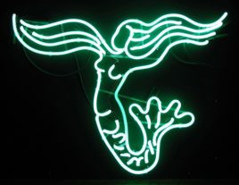 “Sirena” by Caroline Waloski. Neon sculpture (prototype for The Amniotic Sea wall mural), 24 x 18.5 inches. Courtesy of the artist.