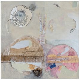 "Which Sphere" by Joyce Pommer, 2014. Mixed media on canvas, 18 x 18 inches. Courtesy of the artist.