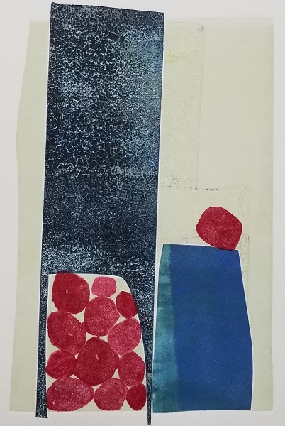 "100 Days - Day 63" by Lesley Obrock. Mono print, 13 x 13 inches. Courtesy of the artist.