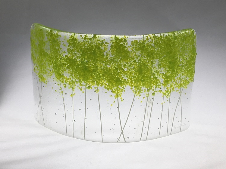 "Birches in Spring" by Mary Milne. Kiln formed glass, 5 x 8 x 3 inches. Courtesy of the artist.