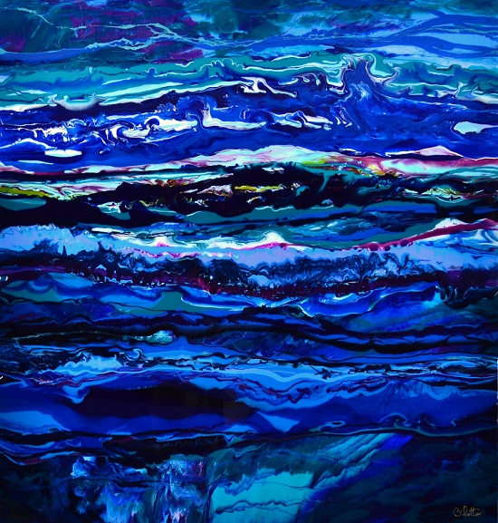 "Tidal Motion" by Barbara Bilotta. Acrylic with resin on canvas, 41 x 39 inches. Courtesy of the artist