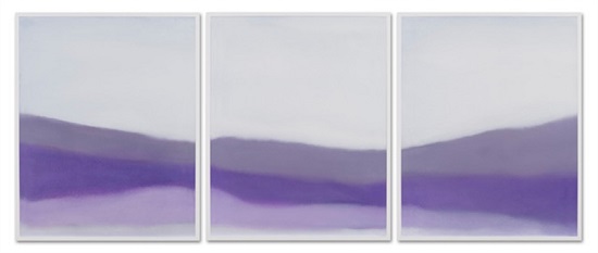 "Untitled (White/Lavender)" by Susan Vecsey, 2019. Oil on paper, 40 x 90 inches. Courtesy Quogue Gallery.
