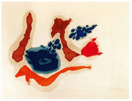 Helen Frankenthaler (American, 1928–2011), "The Cape," 1962. Oil on canvas, 53 x 69 ¾ inches. Collection of Clifford Ross. © 2019 Helen Frankenthaler Foundation, Inc. / Artists Rights Society (ARS), New York. Photograph by Tim Pyle, Light Blue Studio, courtesy Helen Frankenthaler Foundation, New York, and Parrish Art Museum.