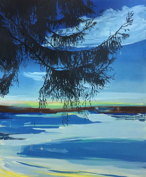 "Curelean Lake" by Claire McConaughy, 2019. Oil on canvas, 72 x 60 inches. Courtesy of The Painting Center.