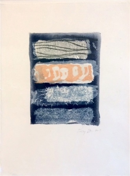"On Consideration" by Peggy Flaum, 2018. Cyanotype with China Colle, 16 x 11 inches. Courtesy of Quogue Gallery.