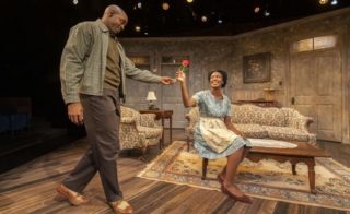 Chauncy Thomas and Erin Margaret Pettigrew in A scene from "A Raisin in the Sun" performed at Bay Street Theater. Photo by Michael Heller. Courtesy Bay Street Theater.
