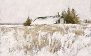 "Wainscott Winter" by Terry Elkins. Pastel. Courtesy MM Fine Art.